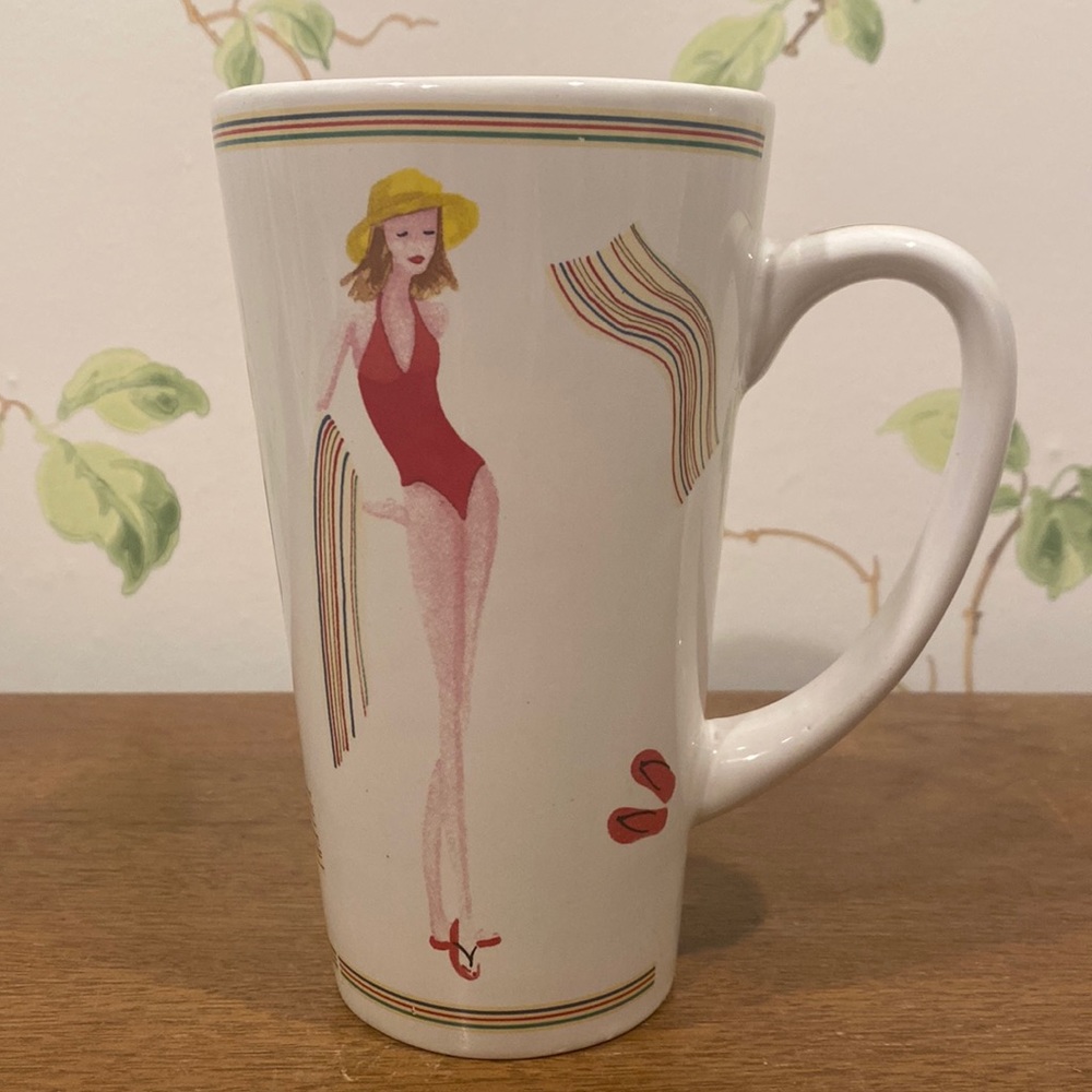 Nantucket Home Beach Girl Tall Coffee Tea Mug.